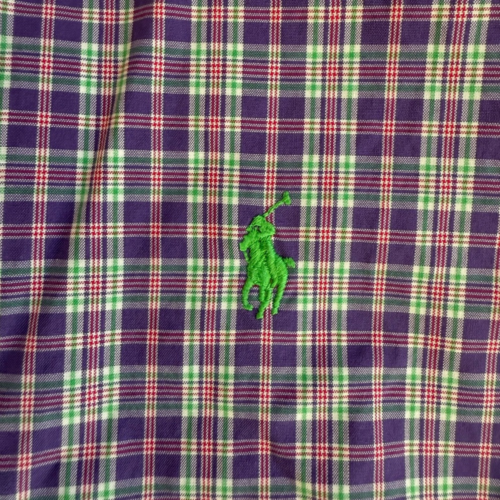 Ralph Lauren Classic Fit Long Sleeve Button Down 16.5‎ Large Purple Pink Check - Picture 2 of 8